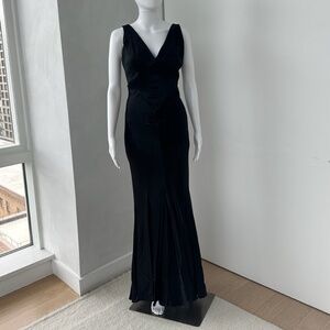 Stunning 1990s Designer Casadei black Bias, Cut Gown with mermaid train size XS